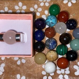 Silpada Sterling Silver Interchangeable Gem Ring with 20 gem balls Sz 6